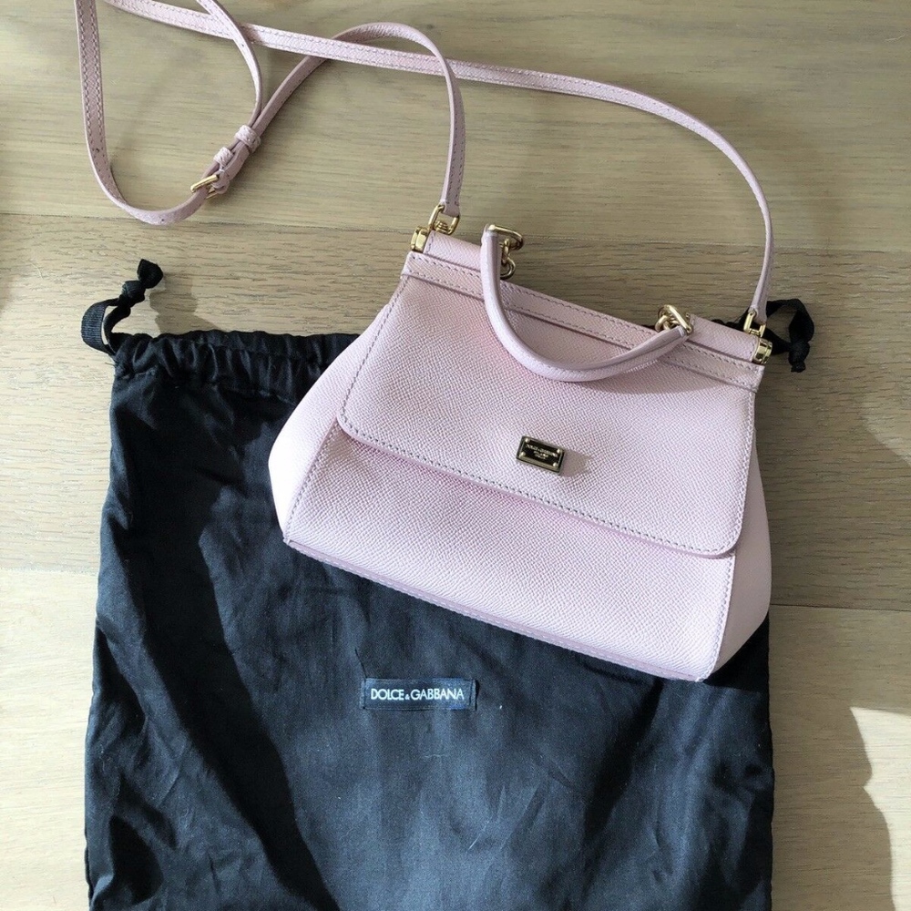 Dolce & Gabbana Sicily Light Pink Leather Crossbody Bag